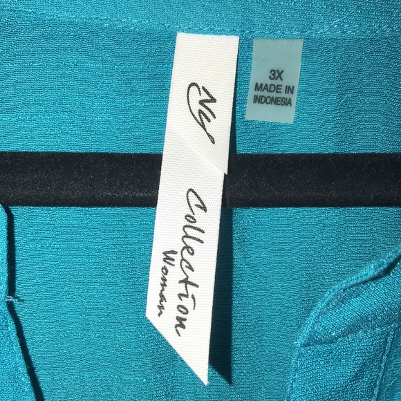 NY Collection Woman Top, Teal, Sz 3X, NWT! - Picture 9 of 11